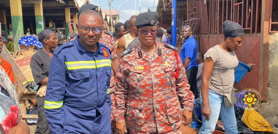 Central Regional Fire Commander Inspects Kasoa Market Fire Site