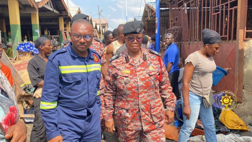Central Regional Fire Commander Inspects Kasoa Market Fire Site