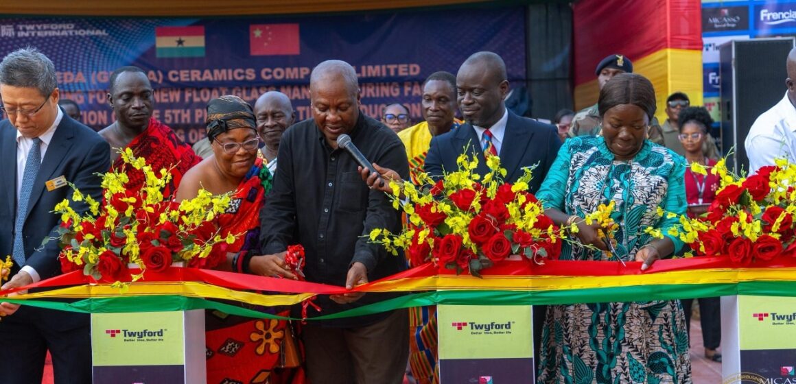 President Mahama Cuts Sod for New Glass Factory in Shama