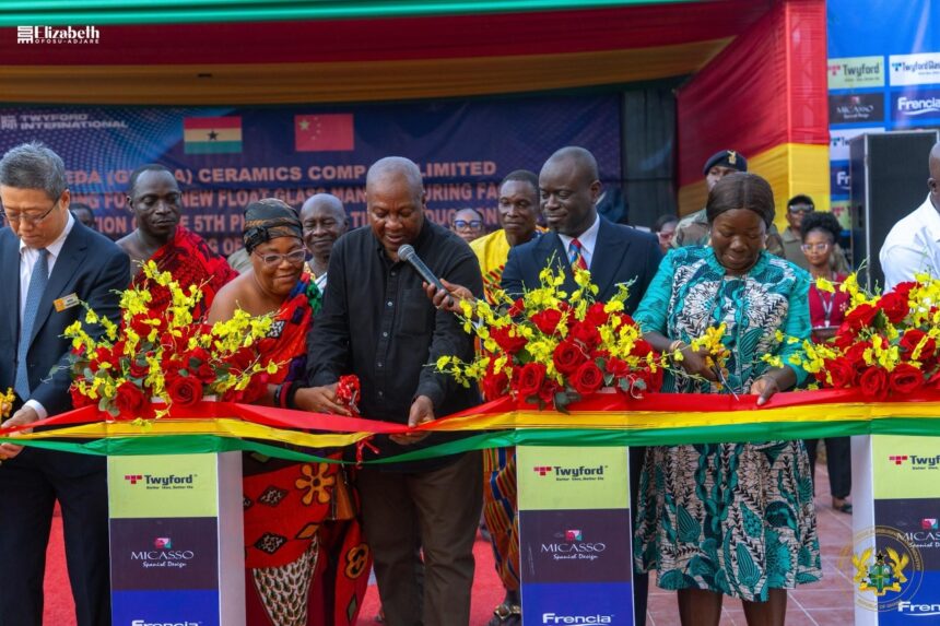 President Mahama Cuts Sod for New Glass Factory in Shama