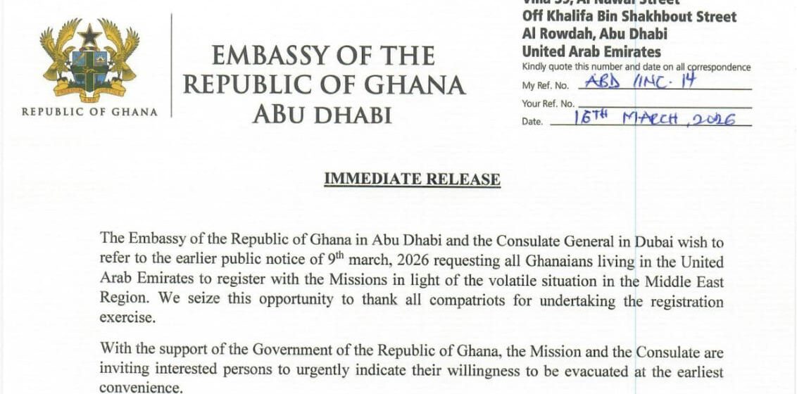Ghana Embassy in UAE Announces Emergency Evacuation Amid Middle East Tensions