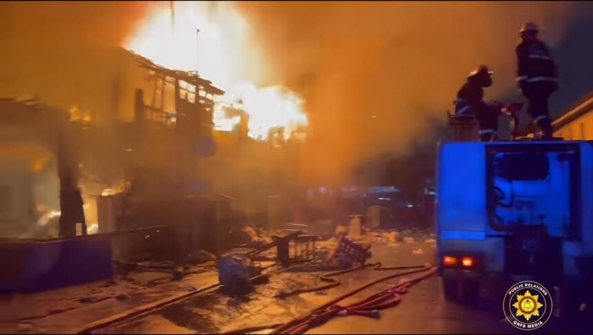 GNFS Contains Heavy Fire at Accra Water Works; Firefighter Injured GNFS Contains Heavy Fire at Accra Water Works; Firefighter Injured
