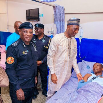 Interior Minister, IGP, and Fire Chief Visit Injured Officer; Assess Barracks Fire Damage Interior Minister, IGP, and Fire Chief Visit Injured Officer; Assess Barracks Fire Damage