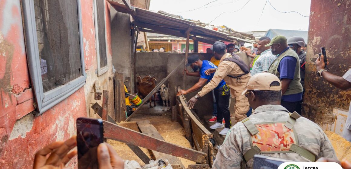 AMA demolishes Unauthorised Goat Pen At Bukom After Repeated Warnings