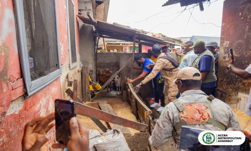AMA demolishes Unauthorised Goat Pen At Bukom After Repeated Warnings
